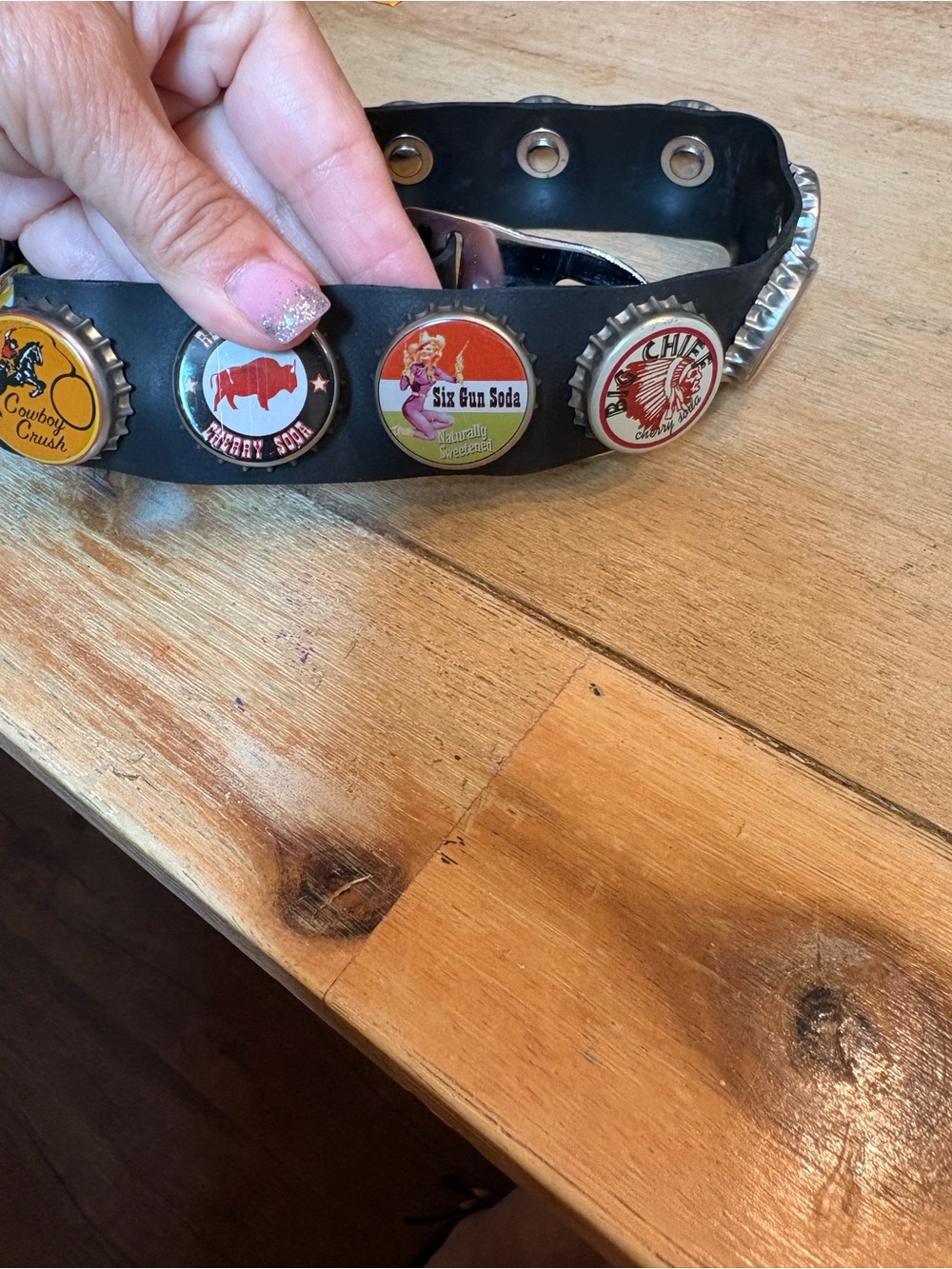 Little Earth Black Belt with Colorful Bottle Cap Accents - Picture 7 of 8